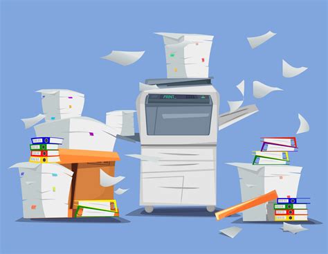 Office multifunction printer scanner Copier with flying paper isolated on background Copy ...