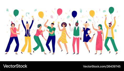 People celebrating young men and women dance Vector Image