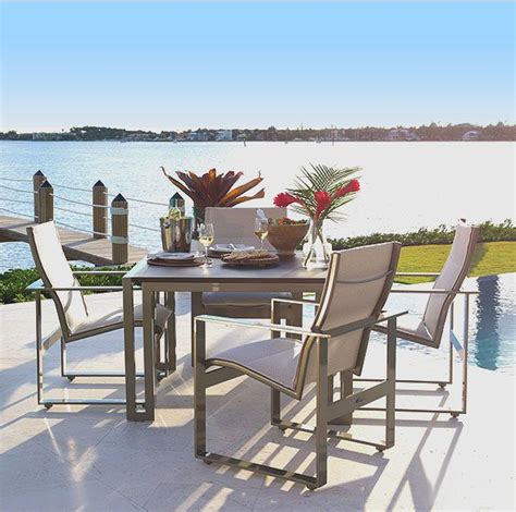 Modern outdoor furniture set, the Park Place collection is perfect for outdoor dining and enter ...