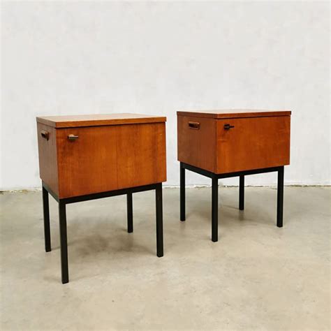 Set of 2 vintage Industrial nightstands | #123929