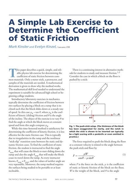 Coefficient Of Friction Experiment