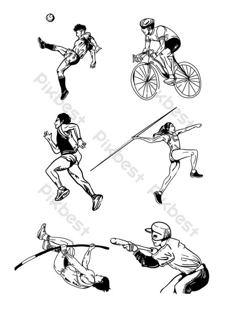 Cartoon Sports Characters Set Illustration PNG Images | AI Free ...