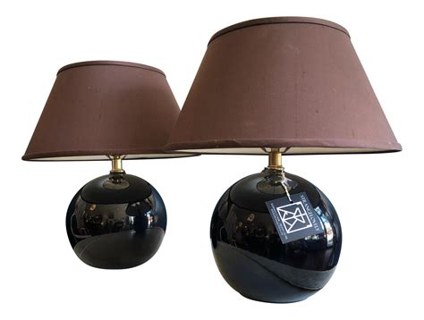 Pair Black Globe Mid-Century Modern Table or Mantle Lamps on Chairish ...