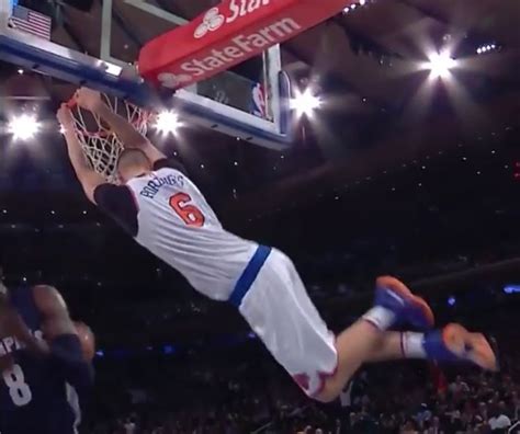 Kristaps Porzingis Draws Foul on Monster Dunk (VIDEO)