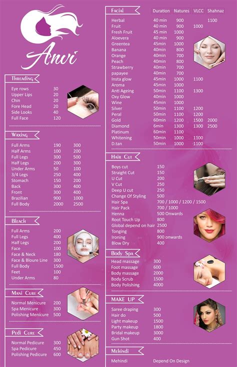 Beauty Parlour flyer with menu design - Harshini Creative Graphics