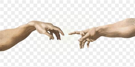 PNG hands of god and Adam, famous painting, remixed from artworks by Michelangelo Buonarroti ...