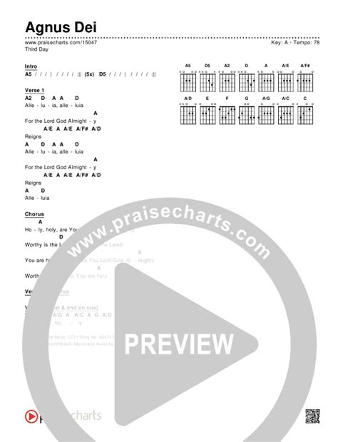 Agnus Dei Chords PDF (Third Day) - PraiseCharts