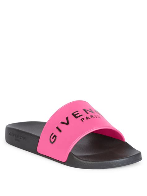 Lyst - Givenchy Logo Leather Slides in Pink