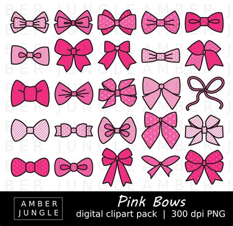 Pink Bows Clipart 35 Bow Images Instant Download Bow Clip Art, Hair ...