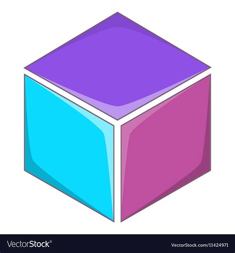 Colorful cube icon cartoon style Royalty Free Vector Image