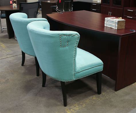 Teal reception chairs with metallic nailhead trimming accents. Reception Chair, Quality Paint ...