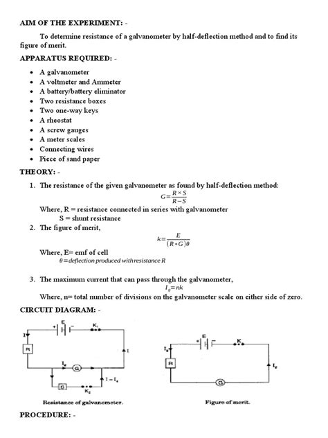 Half Deflection of Galvanometer | PDF | Electrical Engineering ...