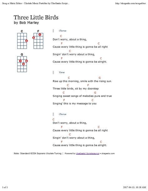 Guitar Chords For Three Little Birds