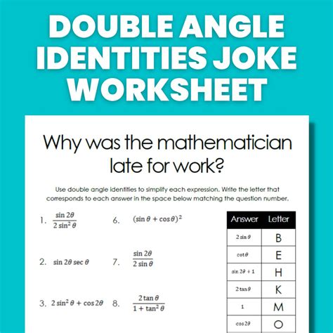 Double Angle Identities Joke Worksheet | Math = Love