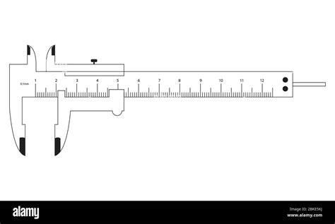 Vernier Caliper Black Outline isolated on a white background. EPS Vector Stock Vector Image ...