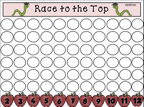 a printable race to the top game with apples and wormies on it's sides