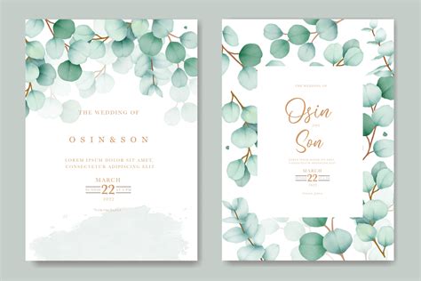 Watercolor Eucalyptus Wedding Invitation Graphic by ningsihretno262 ...