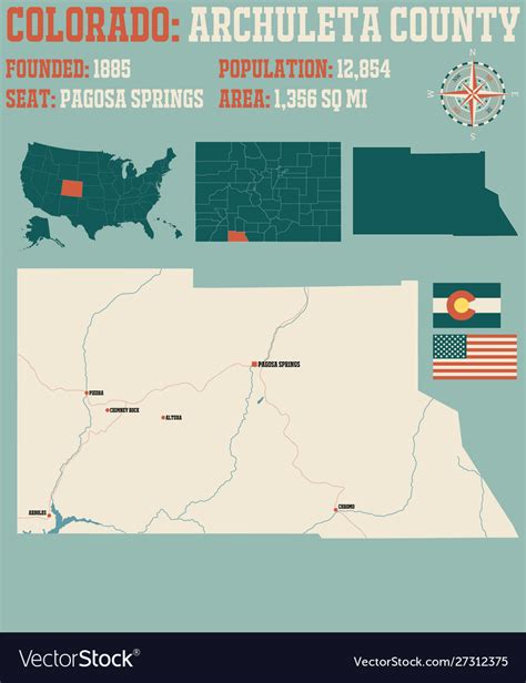 Map archuleta county in colorado Royalty Free Vector Image