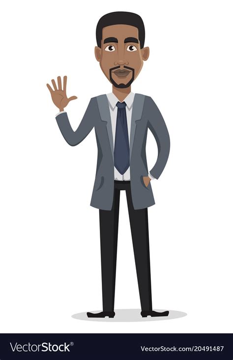 African american business man cartoon character Vector Image