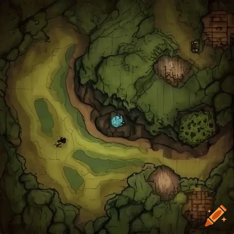 Detailed rpg map of a forest with a cave on Craiyon