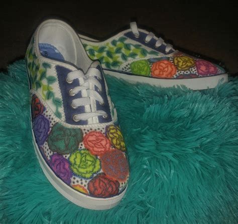 Floral Hand-designed Canvas Tennis Shoes | Etsy