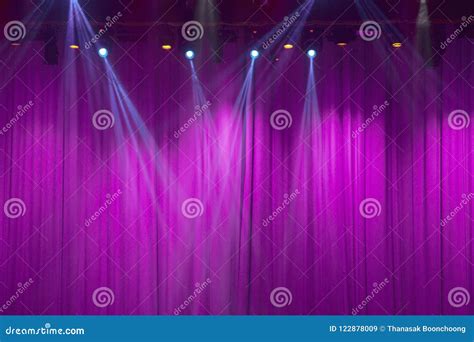 Theater Stage With Purple Curtains Stock Image - Image of color, light: 122878009