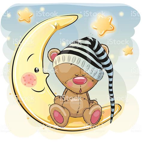 Teddy Bear Sleeping On The Moon Clip Art