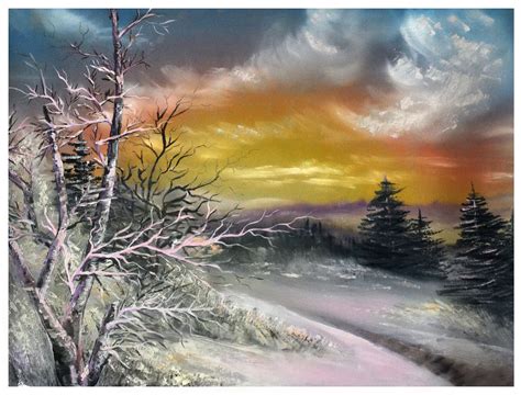 Purple Winter Landscape Oil Painting by MarinaPacurar on DeviantArt