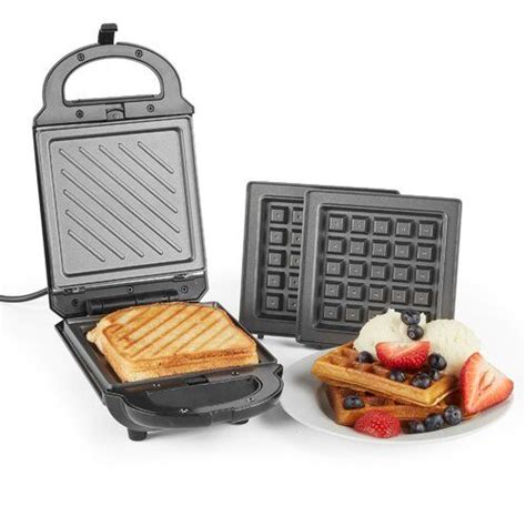 2 in 1 Sandwich Toaster and Waffle Maker with Lid VonShef | Waffles, Waffle maker, Food prep storage