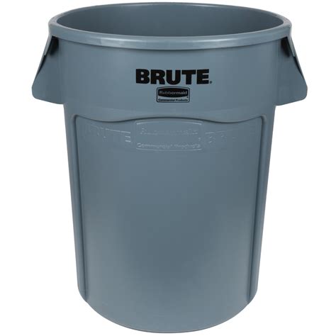 Rubbermaid Brute 44 Gallon Gray Round Trash Can with Rim Caddy and Dolly