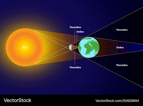 Solar eclipse with penumbra and umbra sun moon Vector Image