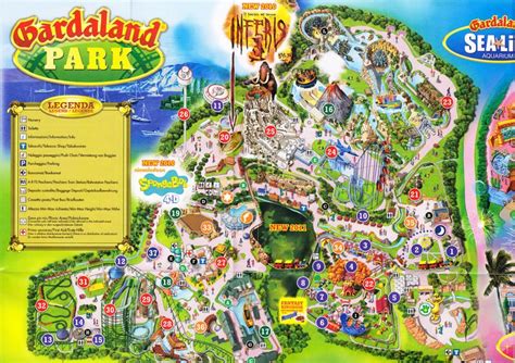 the garden park map with all its attractions and parks, including an animal theme park