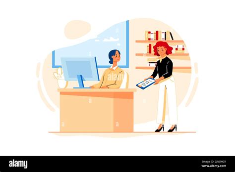 Office Work Illustration concept. Flat illustration isolated on white background Stock Vector ...