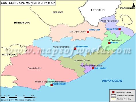 Eastern Cape Map | Municipalities in Eastern Cape, South Africa