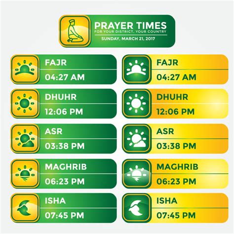 Prayer Times Vector Hd PNG Images, Set Of Islamic Prayer Schedul Times ...