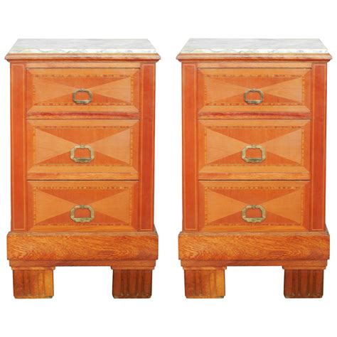 Pair of Art Deco Side Cabinets Nightstands Inlaid Bedside Tables French at 1stDibs