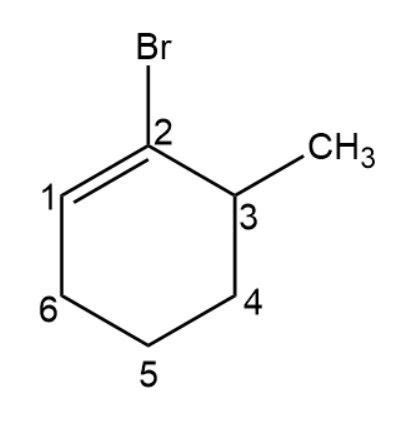 Draw the structure for 2-bromo-3-methylcyclohexene. | Homework.Study.com