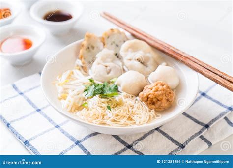 Noodles with Fish Ball in Soup Stock Photo - Image of lunch, fish ...