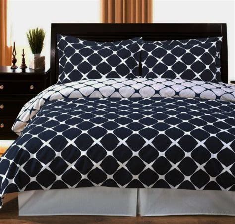 3pc Modern Navy Blue White Bedding Duvet Cover Set - Modern style in ...