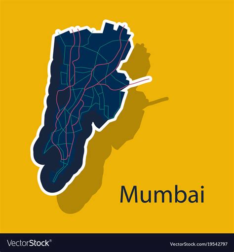 Sticker map of mumbai Royalty Free Vector Image