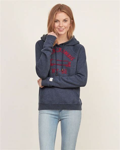 Abercrombie & Fitch Hoodie Womens Premium Plush Applique Logo Hoodie XS Blue NWT | Hoodies ...