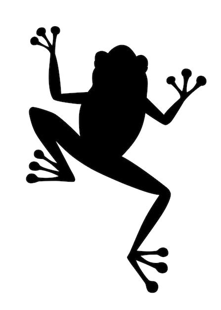 Premium Vector | Black silhouette cute smiling frog sitting on ground cartoon animal design flat ...