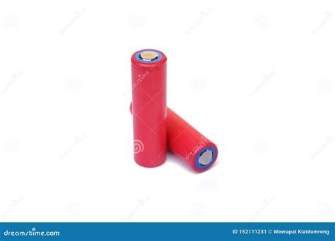 Lithium Rechargeable Battery in Red Color Stock Image - Image of care, lithiumion: 152111231