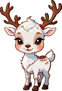 Cute White Reindeer Christmas Cartoon, Reindeer, Christmas, Deer PNG ...