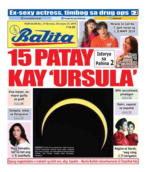 Balita-December 27, 2019 Newspaper - Get your Digital Subscription