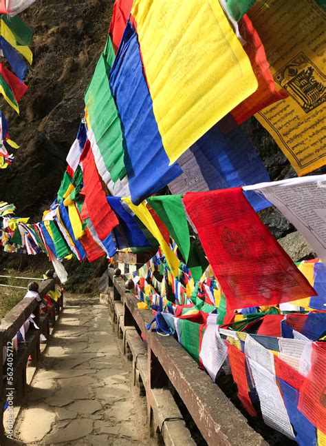 Prayer flags in Bhutan Stock Photo | Adobe Stock