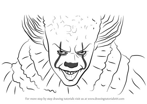 How to Draw Pennywise (Characters) Step by Step | DrawingTutorials101.com