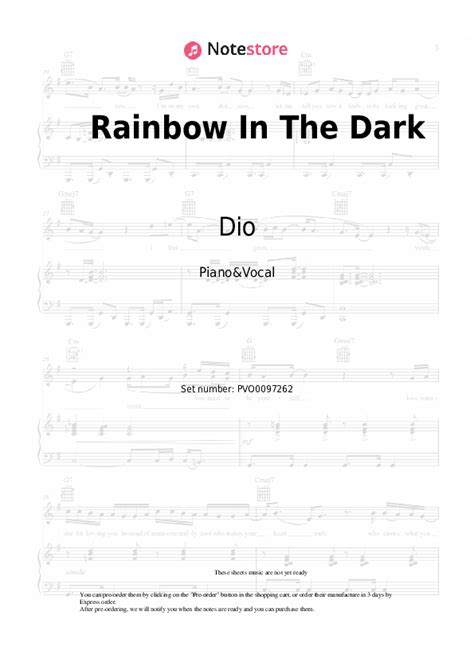 Rainbow In The Dark piano sheet music and voice Dio in Note-Store.com | Piano&Vocal SKU PVO0097262