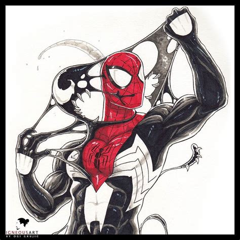 Igneous Art on Instagram: “Spider-Man vs the Symbiote marker sketch ...