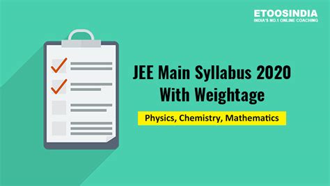 JEE Main Syllabus 2021 with weightage - Physics, Chemistry, Mathematics